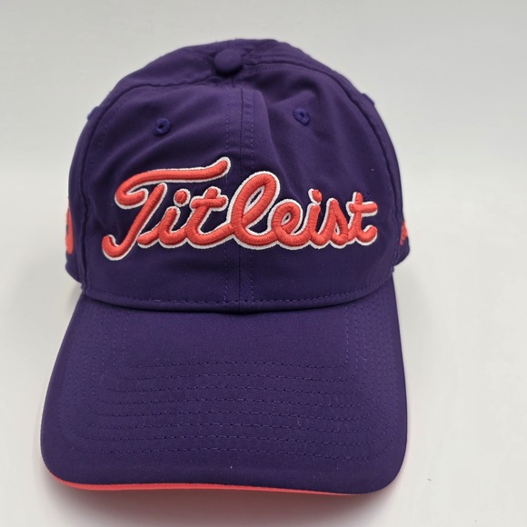 Titleist Purple/Orange Strapback FootJoy Pro V1 Embroidered Script Golf Hat - Picture 1 of 7